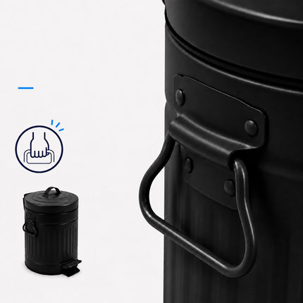 Black Retro 3L Bathroom Pedal Bin with Soft-Close Lid