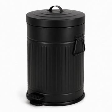 Black Retro Pedal Bin, 20L Capacity, Soft-Close Lid