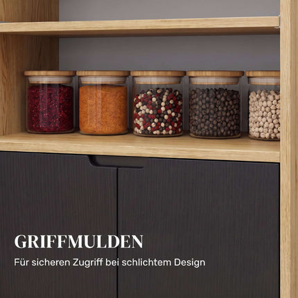 Black Rolling Kitchen Cart with Adjustable Shelves and Storage