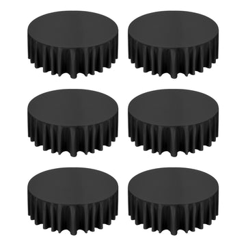 Black Round Tablecloths, 6-Pack 120-Inch Polyester Wrinkle-Resistant