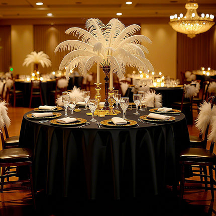 Black Round Tablecloths, 6-Pack 120-Inch Polyester Wrinkle-Resistant