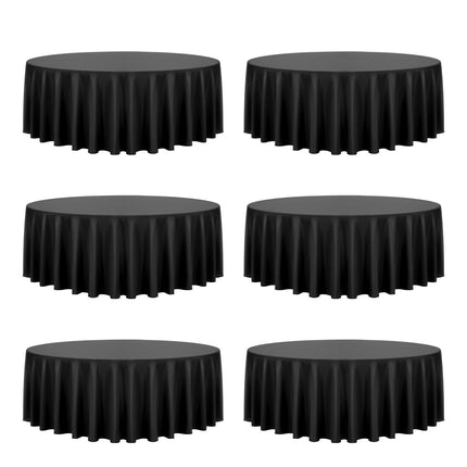 Black Round Tablecloths, 6-Pack 120-Inch Polyester Wrinkle-Resistant