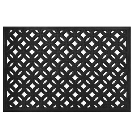 Black Rubber Doormat, Geometric Pattern, 60x40 cm