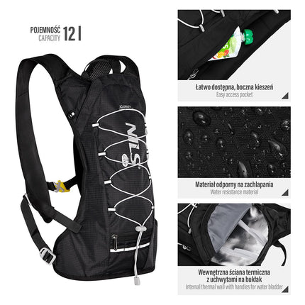 Black Running Backpack, Lightweight, Adjustable Straps