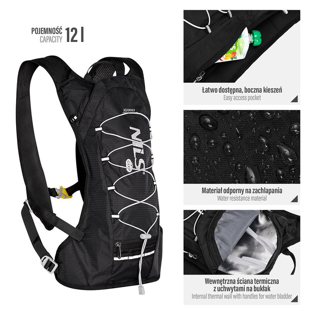 Black Running Backpack, Lightweight, Adjustable Straps