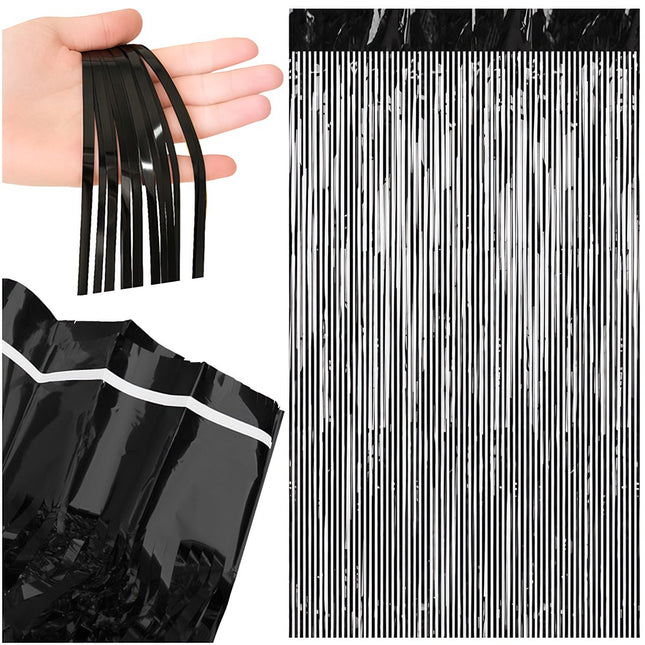 Black Self-Adhesive Party Curtain, 100x200cm