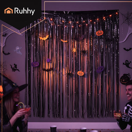 Black Self-Adhesive Party Curtain, 100x200cm