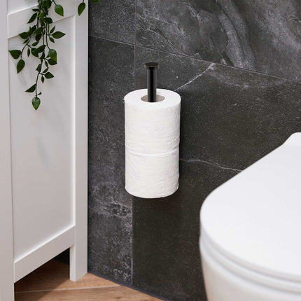 Black Self-Adhesive Toilet Roll Holder – 2 Roll Capacity
