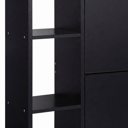 Black Shoe Cabinet with 2 Flaps – Compact Hallway Storage