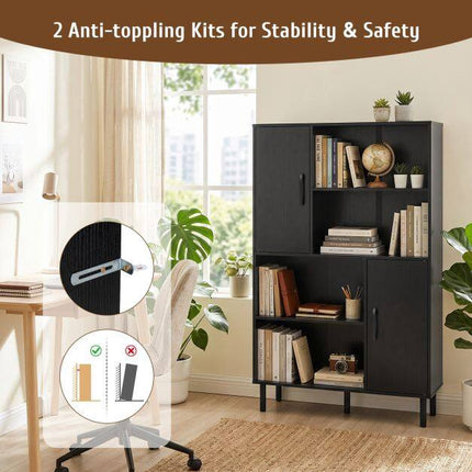 Black Sideboard Cabinet with 4 Shelves & 2 Doors