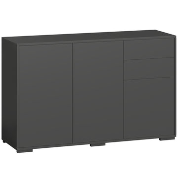 Black Sideboard with 2 Drawers, Push-Click, 117x36x74 cm