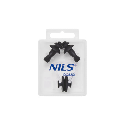 Black Silicone Swimming Set with Ear and Nose Plugs
