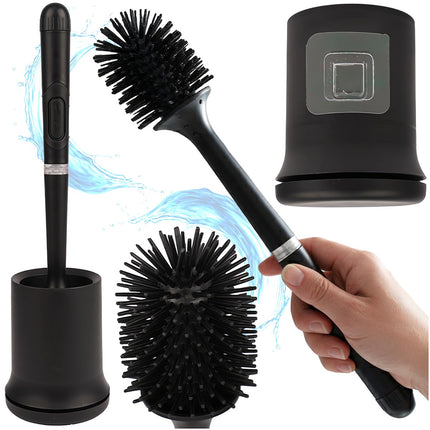 Black Silicone Toilet Brush with Holder, Wall-Mountable