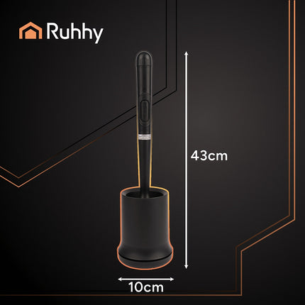 Black Silicone Toilet Brush with Holder, Wall-Mountable