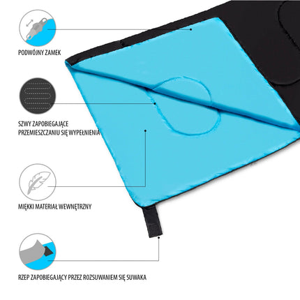 Black Sleeping Bag, Compact, Lightweight, Outdoor Camping