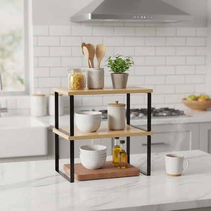 Black Spice Rack Set of 2 – Adjustable MDF and Iron