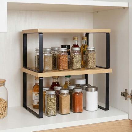 Black Spice Rack Set of 2 – Adjustable MDF and Iron