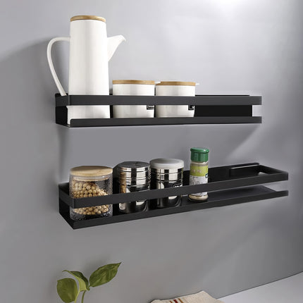 Black Stainless Steel Bathroom Shelf – 50cm, Easy Install