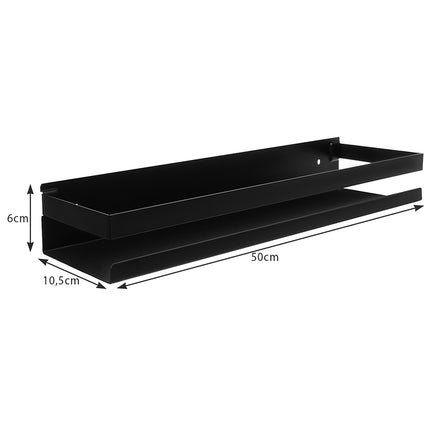 Black Stainless Steel Bathroom Shelf – 50cm, Easy Install