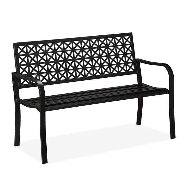 Black Steel Garden Bench – Geometric Design
