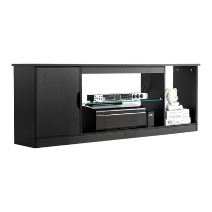 Black TV Stand for 65-Inch TVs, LED Lights, Adjustable Shelves