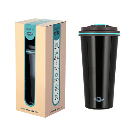 Black Thermal Cup, 18 oz, Insulated Stainless Steel