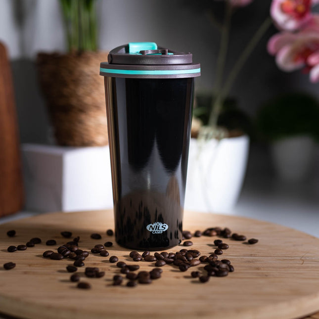 Black Thermal Cup, 18 oz, Insulated Stainless Steel