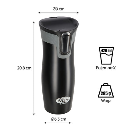 Black Thermal Cup, 300ml, Double-Walled