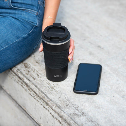 Black Thermal Cup, Insulated Stainless Steel, 9oz
