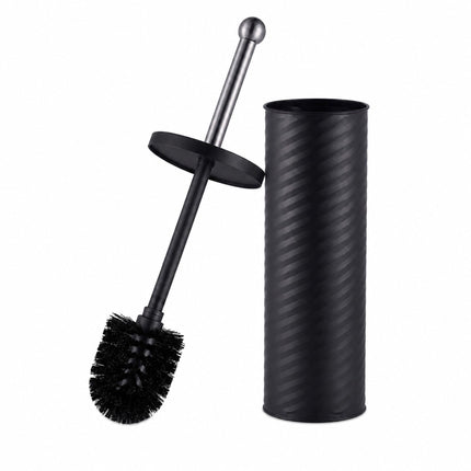 Black Toilet Brush & Holder with Stainless Steel Handle