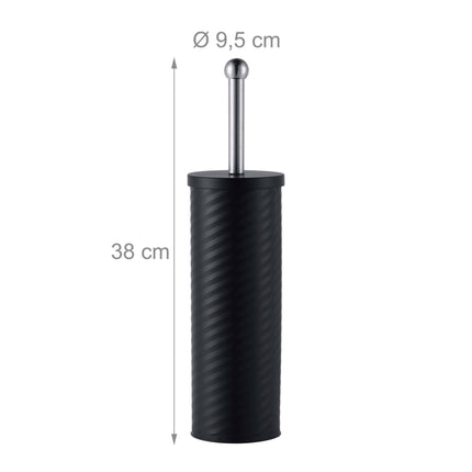 Black Toilet Brush & Holder with Stainless Steel Handle