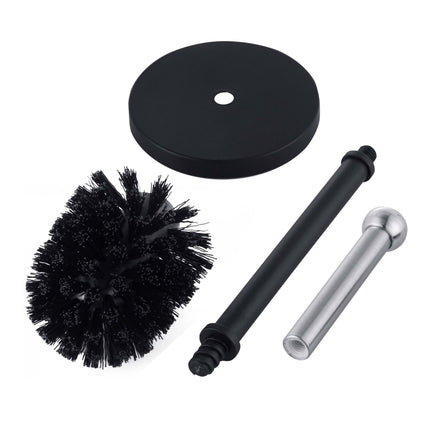 Black Toilet Brush & Holder with Stainless Steel Handle