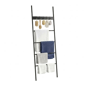 Black Towel Ladder with 4 Rungs & 5 Hooks