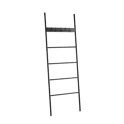 Black Towel Ladder with 4 Rungs & 5 Hooks