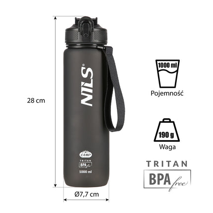 Black Tritan Water Bottle – Durable, BPA-Free, 750ml