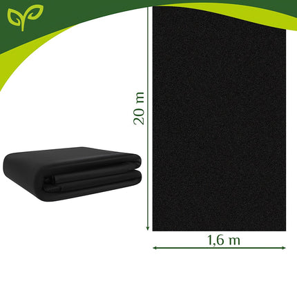 Black UV-Stabilized Weed Control Mat 1.6x20m 50g/m²