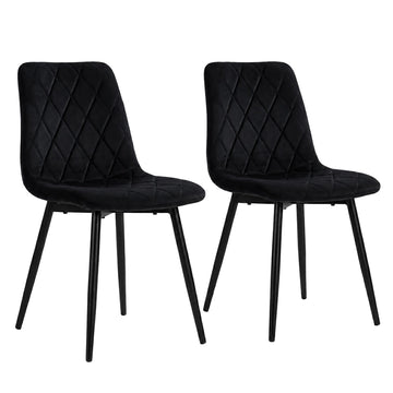 Black Velvet Dining Chairs, Set of 2, Upholstered
