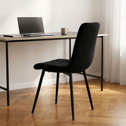 Black Velvet Dining Chairs, Set of 2, Upholstered
