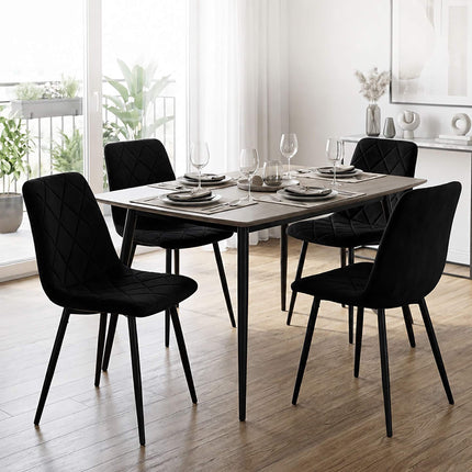 Black Velvet Dining Chairs, Set of 4 – Modern Upholstered Seats