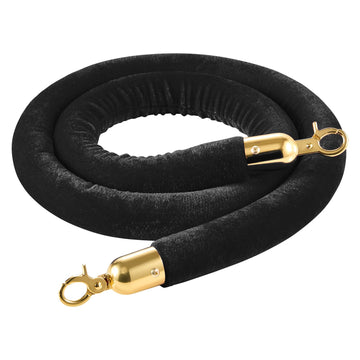 Black Velvet Stanchion Ropes, 4-Pack, 1.5 m Gold Hooks