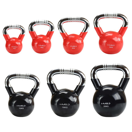 Black Vinyl-Coated Cast Iron Kettlebell, Chrome Handle