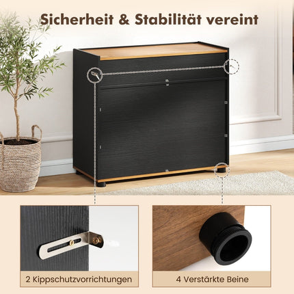 Black Wood Sideboard with Drawer & 2 Doors, 80cm