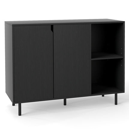 Black Wooden Sideboard with Adjustable Shelves & Doors