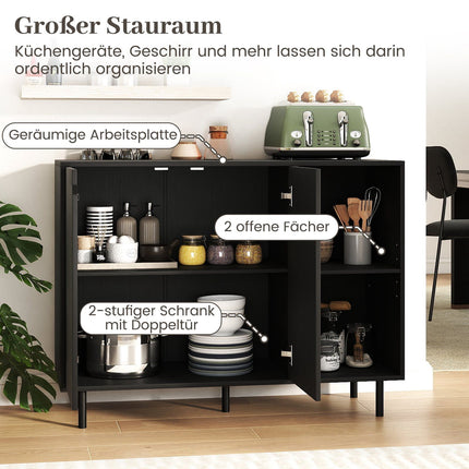 Black Wooden Sideboard with Adjustable Shelves & Doors