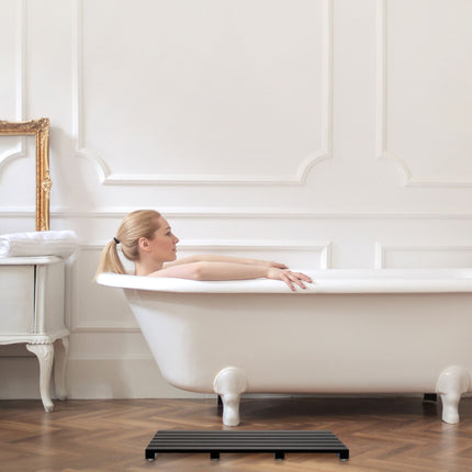 Black bamboo bath mat