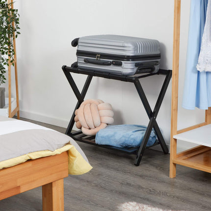 Black bamboo suitcase rack