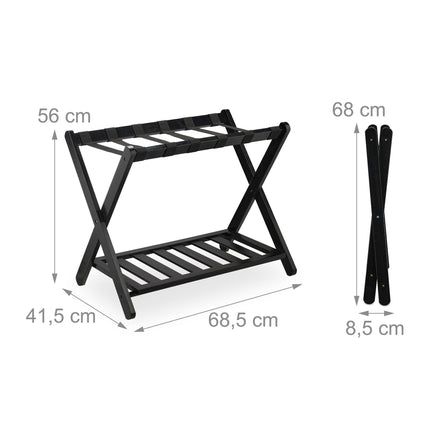 Black bamboo suitcase rack