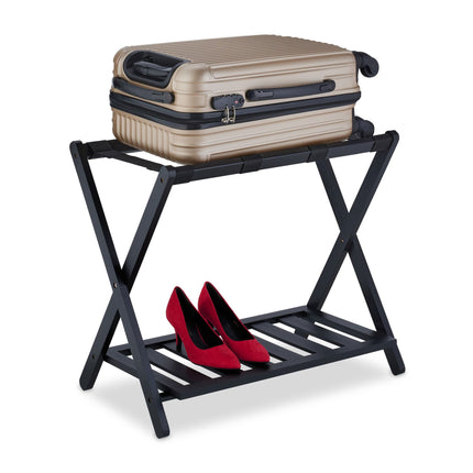 Black bamboo suitcase rack