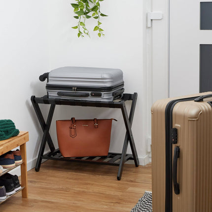 Black bamboo suitcase rack
