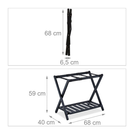 Black bamboo suitcase rack